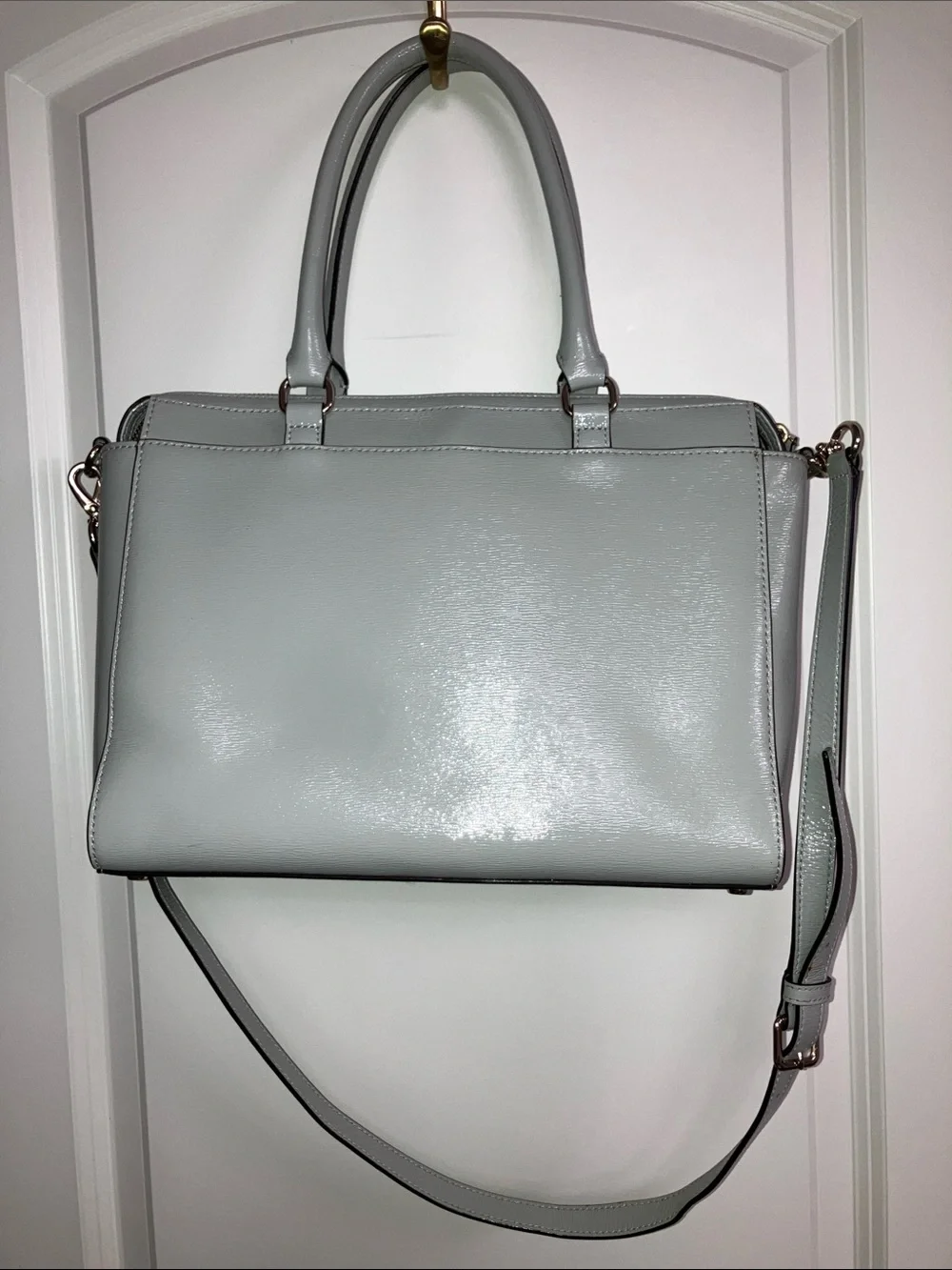 Kate Spade Gray Patent Leather Satchel L